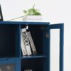 Painted Cabinet With Glass Doors, Drawer, And Open Storage Space For Bedroom And Living Room - Navy Blue - Image 10
