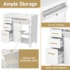 Modern Bathroom Vanity With Ceramic Sink, Freestanding, One Tip - Out Drawer, 3 Side Drawers, Adjustable Shelf - White - Image 5