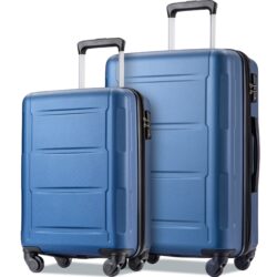Expanable Spinner Wheel 2 Piece Luggage Set ABS Lightweight Suitcase With Tsa Lock 20" / 28" - Blue