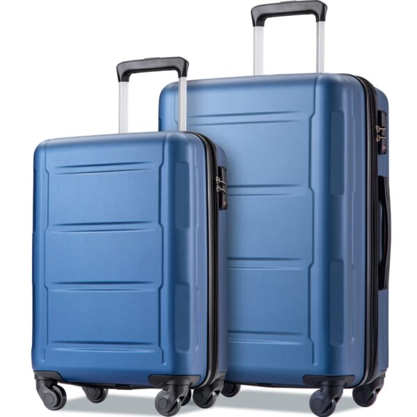 Expanable Spinner Wheel 2 Piece Luggage Set ABS Lightweight Suitcase With Tsa Lock 20" / 28" - Blue