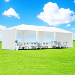 10X30' Outdoor Garden Gazebo Wedding Party Tent Canopy Marquee With 5 Removable Sidewalls - White