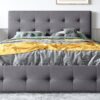 Queen Size Upholstered Platform Bed With Classic Headboard And 4 Drawers, No Box Spring Needed - Dark Gray - Image 16
