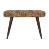 Leopard Print Deep Button Bench - Walnut - Image 2