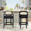 Americana - Mid-Century Modern Cane Back Bar Stool - Jet Black - Image 11