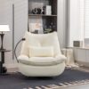 270 Swivel Glider Recliner Chair, Power Recliner Rocking Chair, USB Port Charge For Nursery Chair With Atmosphere Lamp For Living Room Bedroom Apartment - White - Image 4