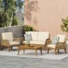 Hueber - Outdoor And Rope 4 Seater Chat Set With Cushions - Teak - Image 5