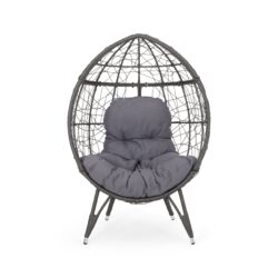 Cosmos - Round Hammered Iron Teardrop Chair - Gray