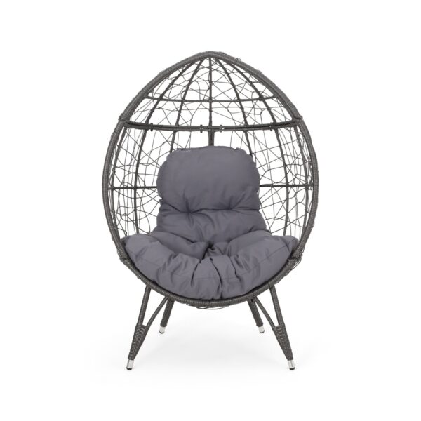 Cosmos - Round Hammered Iron Teardrop Chair - Gray