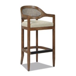 Americana - Mid-Century Modern Cane Back Bar Stool - Taupe Beige
