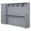 Queen Size Murphy Wall Bed With Closet And Drawers - Gray - Image 3
