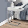 Accent Table, C - Shaped Glossy Contemporary & Modern - White - Image 3