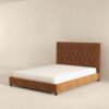 Donald - Mid-Century Modern Velvet Platform Bed King - Cognac - Image 4