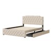 Queen Size Upholstered Platform Bed With 2 Drawers And 2 Sets Of USB Ports On Each Side - Beige - Image 2