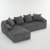 Compression Sofa: Combining Chaise Longue With 3 Seater, Corduroy Fabric, Full Sponge Compression Sofa, Combined Sofa With 4 Pillows For Living / Home Furniture / Apartment - Gray - Image 21