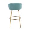 Claire - Contemporary / Glam Fixed Height Bar Stool Round Footrest (Set of 2) - Light Blue / Gold - Image 5