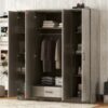 4 Door Wardrobe With 1 Drawer - Gray - Image 8