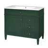 Bathroom Vanity With Top Sink, Modern Bathroom Storage Cabinet, 2 Drawers And A Tip-Out Drawer, Single Sink Bathroom Vanity - Green - Image 10