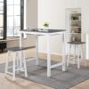 3 Pieces Counter Set Hanging Stool Easy To Clean For Small Space - Antique White / Sandstone - Image 2