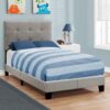 Twin Size Bed, Upholstered, Frame Only, Transitional - Gray - Image 3