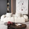 Modern Oversized Modular Sectional Sofa With 2 Chaise Lounge And 2 Armrest, Sparkling Chenille Fabric Soft Cushion Sofa With 4 Pillows, 4 Pieces Diy Combination Tufted Sofa, No Assembly Required - Beige - Image 11