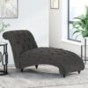 Chaise Lounge With Button Tufted Diamon Stitch - Charcoal - Image 2