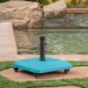 Stylish Concrete Square Wheelie Umbrella Base With Stainless Steel Pole Handle - Teal - Image 3
