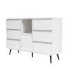Living Room Sideboard Storage Cabinet With LED Light, Modern Kitchen Unit Cupboard Buffet Wooden Storage Display Cabinet - White - Image 14