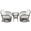 3 Piece Outdoor Chair & Table Set Chat Set 2 Person Rattan Seating Group With 2 Swiveling And Rocking Chairs And A Square Table For Garden, Patio, Or Balcony - Brown - Image 16