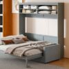 Queen Size Murphy Wall Bed With Sofa - Gray - Image 23