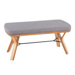 Folia - Mid-Century Modern Bench - Natural / Light Gray