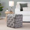 Square Braided Ottoman - Dark Gray - Image 5