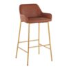 Daniella - Contemporary / Glam Fixed Height Bar Stool (Set of 2) - Gold / Camel - Image 2