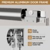 Aluminum Frame Double Sliding Soft Close Shower Door, 1 / 4" Tempered Glass And Dual 304 Stainless Steel Handles - Chrome - Image 7