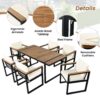 7 Pieces Outdoor Dining Set Patio Dining Table And Chair Set With And Removable Cushions For Patio, Backyard, Garden - Beige - Image 5