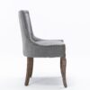 Ultra Side Dining Chair,Thickened Fabric Chairs With Neutrally Toned Solid Wood Legs, Bronze Nail Head (Set of 2) - Gray - Image 6
