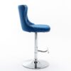 Swivel Velvet Barstools Adjusatble Seat Height From 25-33", Modern Upholstered Chrome Base Bar Stools With Backs Comfortable Tufted For Home Pub And Kitchen Island (Set of 2) - Blue - Image 4