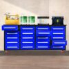 Garage Storage Cabinets With Workbench (20 Drawers) - Blue - Image 6