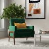 Cole - Solid Wood Lounge Chair - Green Fabric - Image 6