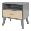 Queen Size Bed Frame With 2 Nightstands Elegant Design With Lamps - Gray - Image 12