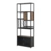 Industrial Tall Black Bar Wine Rack Cabinet With Glass Holder Wood Home Bar Cabinet - Walnut / Black - Image 16
