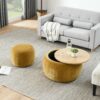 Round Storage Ottoman, 2 In 1 Function, End Table And Ottoman - Dark Yellow - Image 11