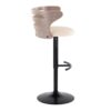 Cosi - Mid-Century Modern Adjustable Barstool With Swivel With Rounded T Footrest (Set of 2) - Black / Light Gray / Cream - Image 3