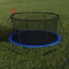 Pumpkin 14 Ft Outdoor Trampoline With Basketball Hoop Enclosure Net Ladder And Metal - Black / Blue - Image 4