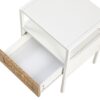 Rattan End Table With Drawer, Modern Nightstand, Metal Legs, Side Table For Living Room, Bedroom - White - Image 10