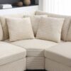 Convertible L Shaped Sectional Corner Couch With Armrest Storage Cup Holders USB Charger, Irregular Corner Oversized Comfy Modular Sofa - Beige - Image 8