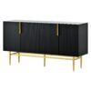 Modern Elegant 4 Door Sideboard Gold Metal Handle Buffet Cabinet For Dining Room, Living Room, Bedroom, Hallway - Black - Image 9