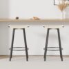 Counter Height Bar Stools Backless Handwoven Kitchen Dining Chairs With Round Footrest (Set of 2) Weaving Pub Stoo - Creamy White - Image 4
