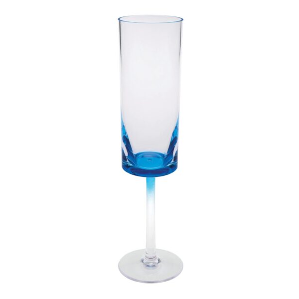 Halo - Oval Acrylic Champagne Flutes (Set of 4), Unbreakable Mimosa Glasses - Blue