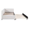 Twin Size Sofa Bed Upholstered Daybed With Trundle Frame No Box Spring Needed, Linen - Beige - Image 6