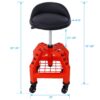 Pneumatic 360 Degree Swivel Stool, Mechanics Rolling Creeper Seat, Heavy Duty Rolling Mechanics Stool, Shop Stool With Casters - Red / Black - Image 14